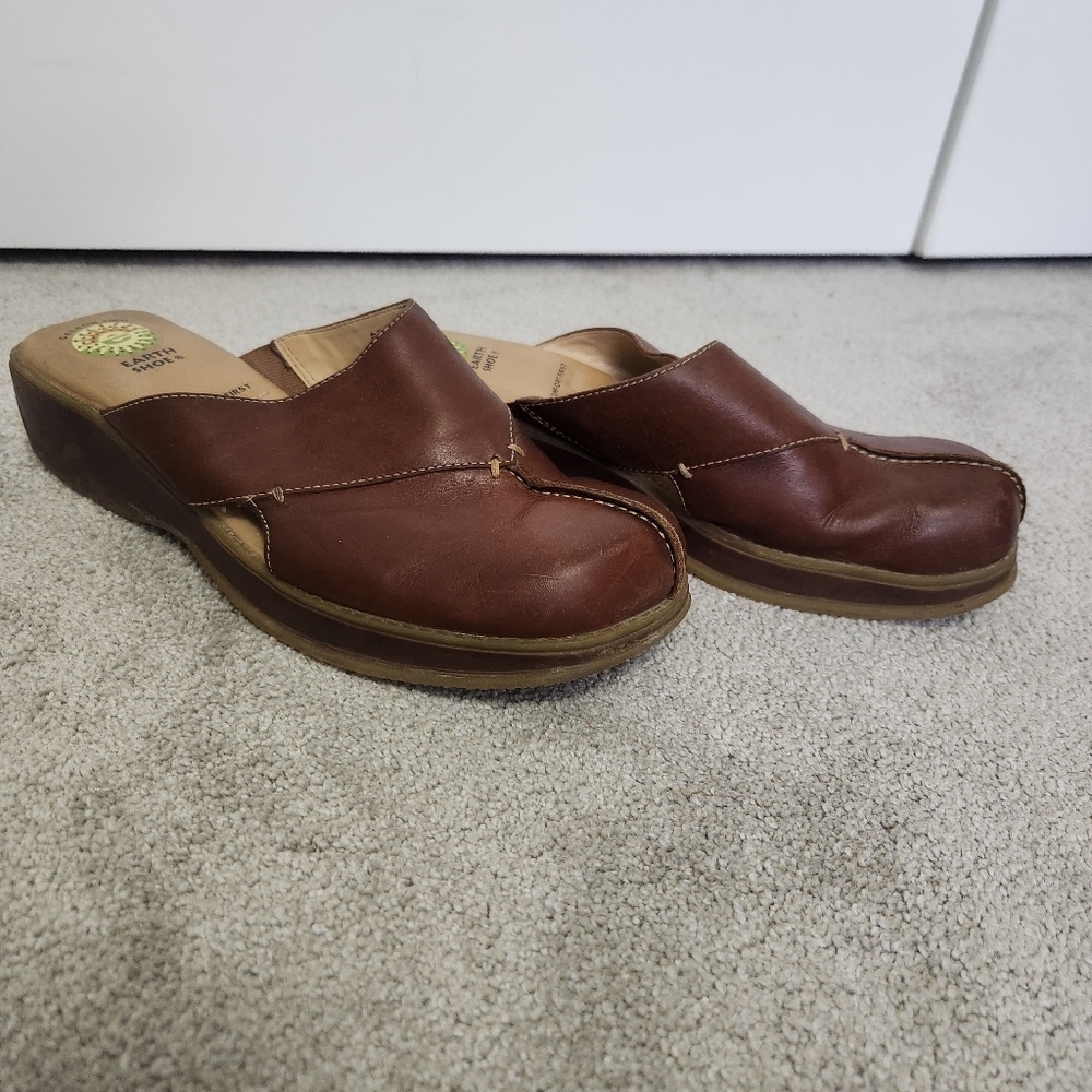 Earth Shoes Gelron 2000 Woman’s Size 10 Slip On Clogs Tan Brown Leather - Picture 6 of 10